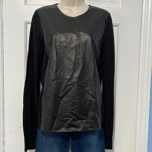 Vince Lamb Leather Lightweight Long Sleeve Wool Sweater - Small